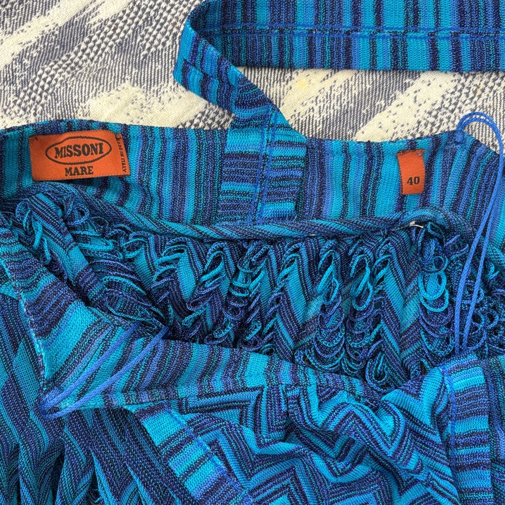 Missoni Blue V-Neck Knit Mini Dress - Picture 3 of 6